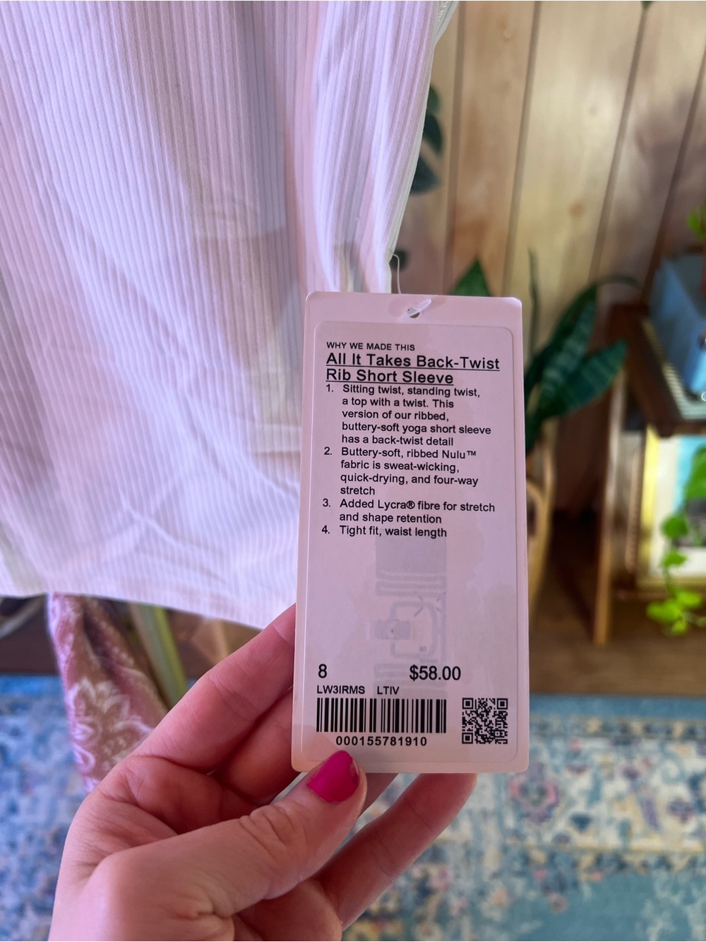 NWT Lululemon All it Takes Women’s White Twist-Back Ribbed Crop Top - Picture 4 of 5